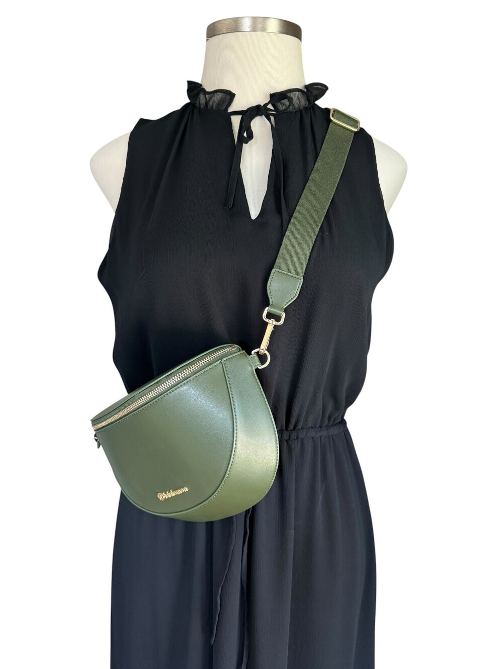 Lululemon Cactus Material Saddle Crossbody Bag 2L – Barracks Green / Gold - Picture 9 of 10